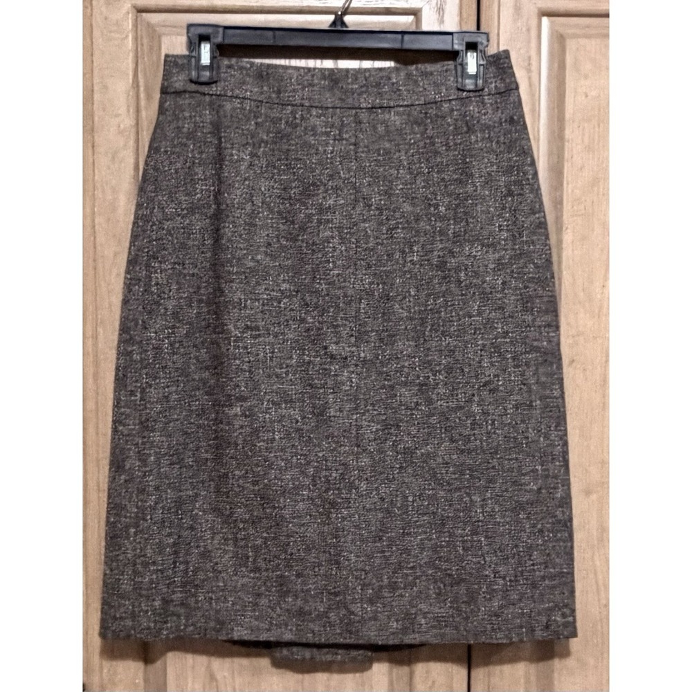 Ann Taylor Tweed Skirt Women's Size 2 Wool Blend Dark Brown‎ A-Line Pencil NWT